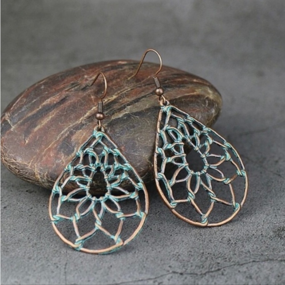 Boho Hollow Out Water Drop Dangle Earrings